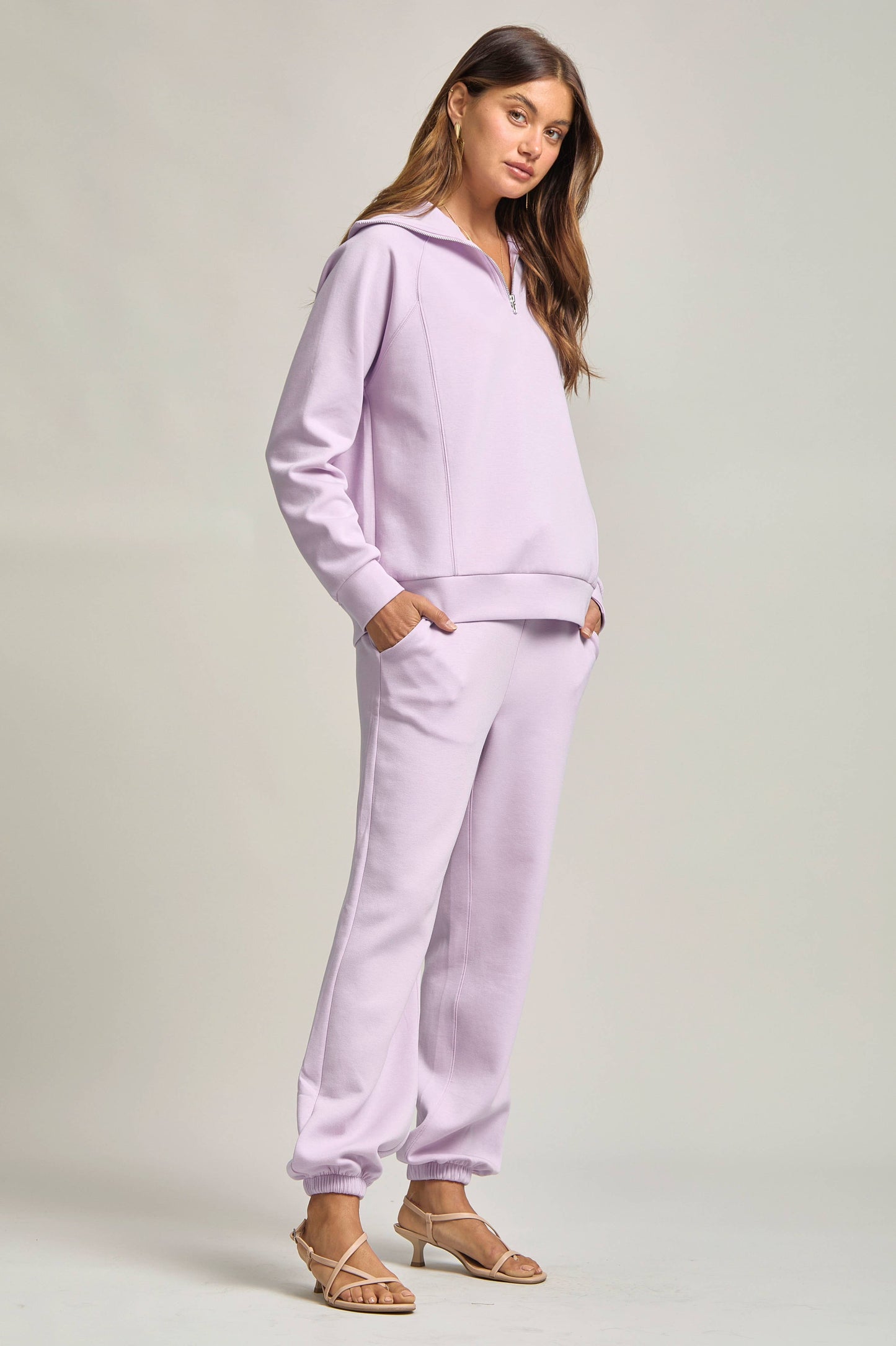 Quarter Zip Pullover + Jogger Modal Travel Set: Lavender / XL