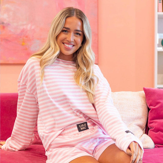 LM-STRIPE LONGSLEEVE TOP-LIGHT PINK: LIGHT PINK / Small