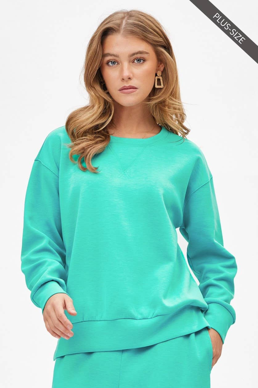 PLUS SIZE Crew Neck Pullover + Jogger Set TRVSET-MALIBUP: LILAC / 2X