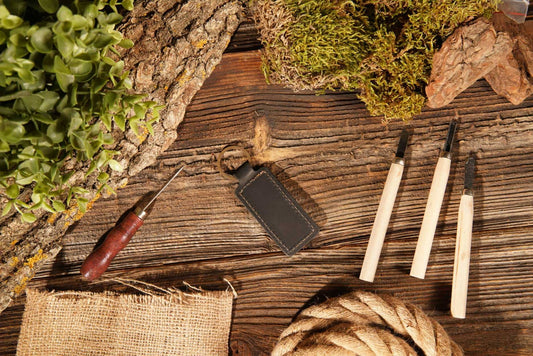 Leather Keychain, Geniune Leather Keychain: Black