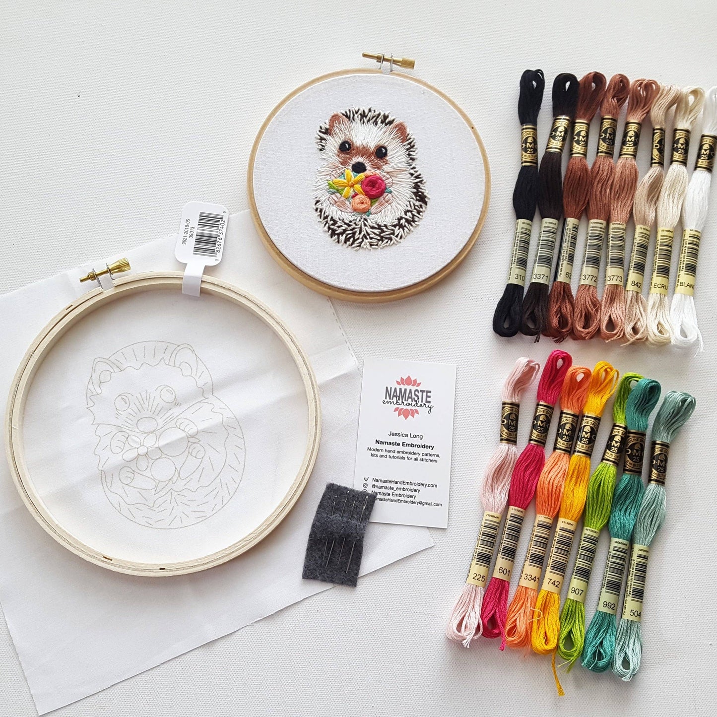 Hedgehog Embroidery Kit: Full Skeins