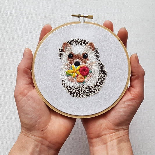 Hedgehog Embroidery Kit: Full Skeins