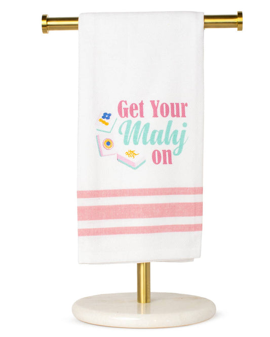 Get Your Mahj On Hand Towel   White/Multi   20x28
