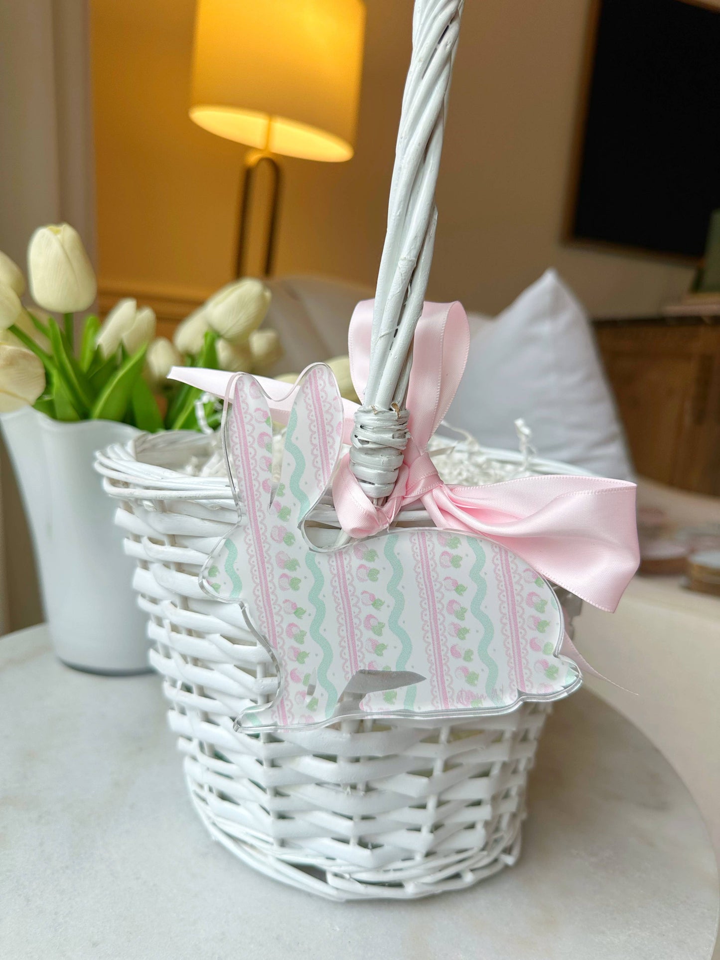 Easter Acrylic Acrylic Charm - Wreath or Easter Basket Charm: Blue Bunny Acrylic Charm