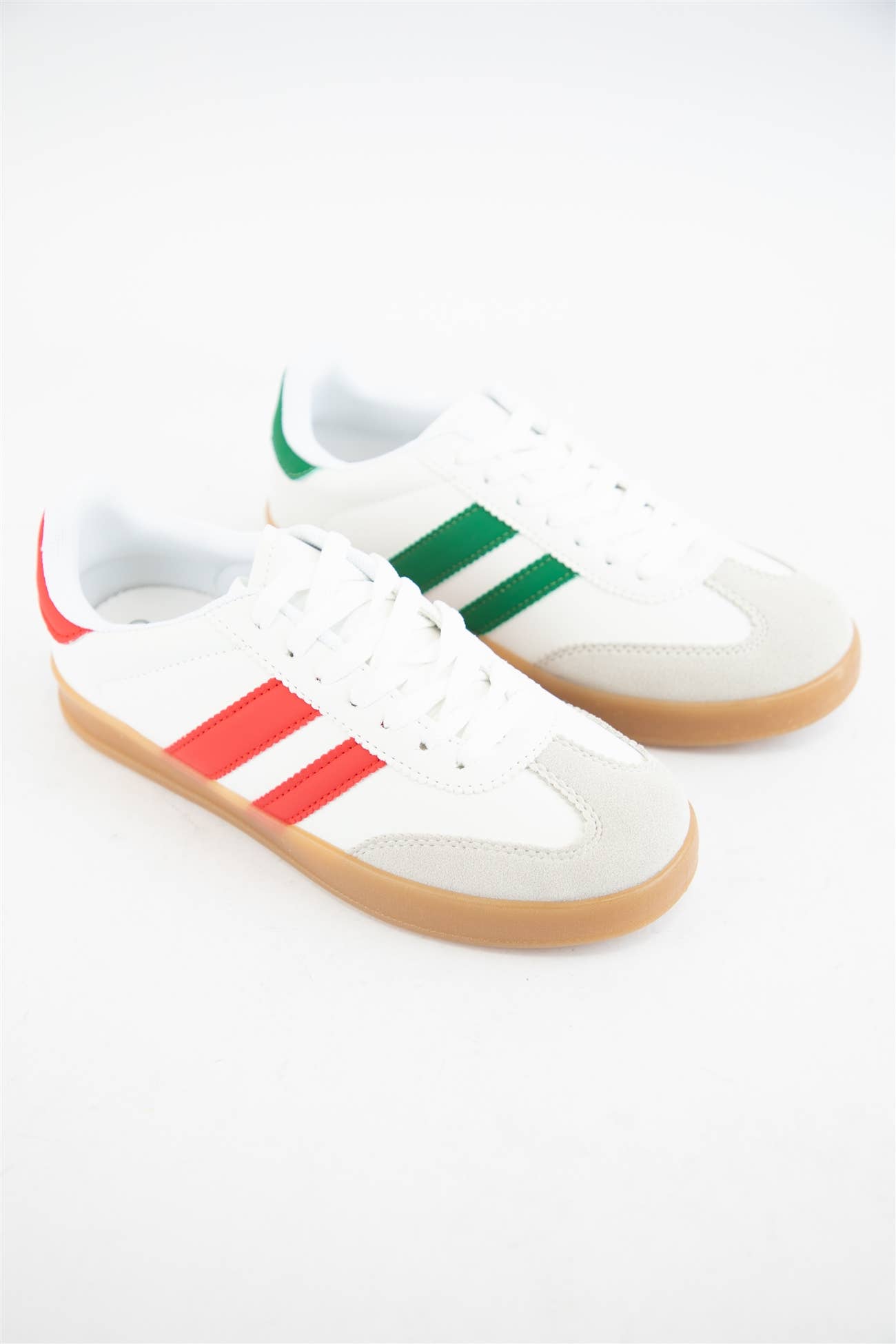 DEER-09 COLORFUL SUEDE SNEAKERS: WHITE RED / B18