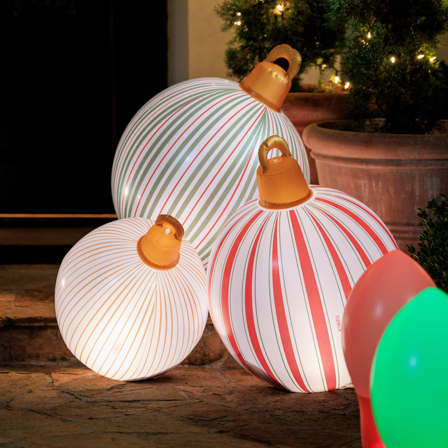 Vintage Stripe Light Up Inflatable Ornaments