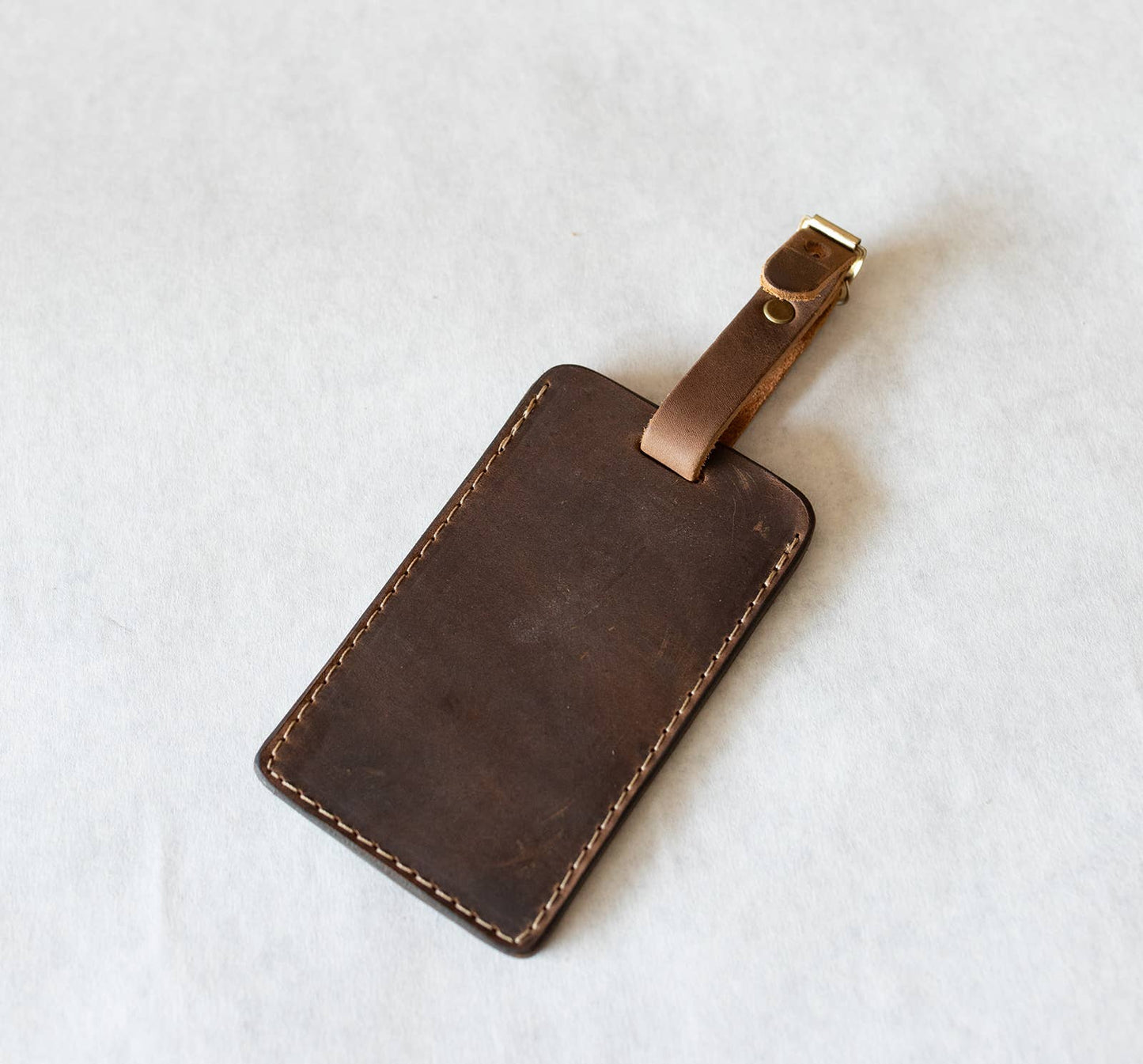 Leather Luggage Tag: Copper Brown