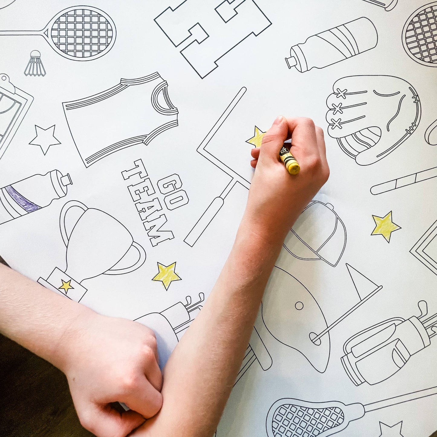 Sports Coloring Table Runner| Happy Birthday: No Personalization ( no wording)