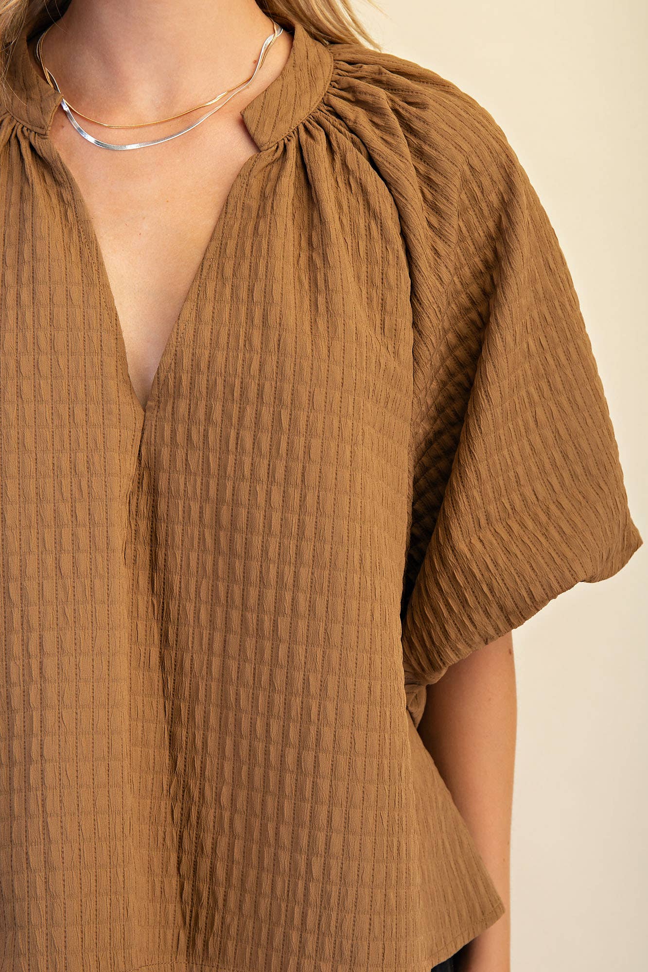 Puff-Sleeve Top: Black / M