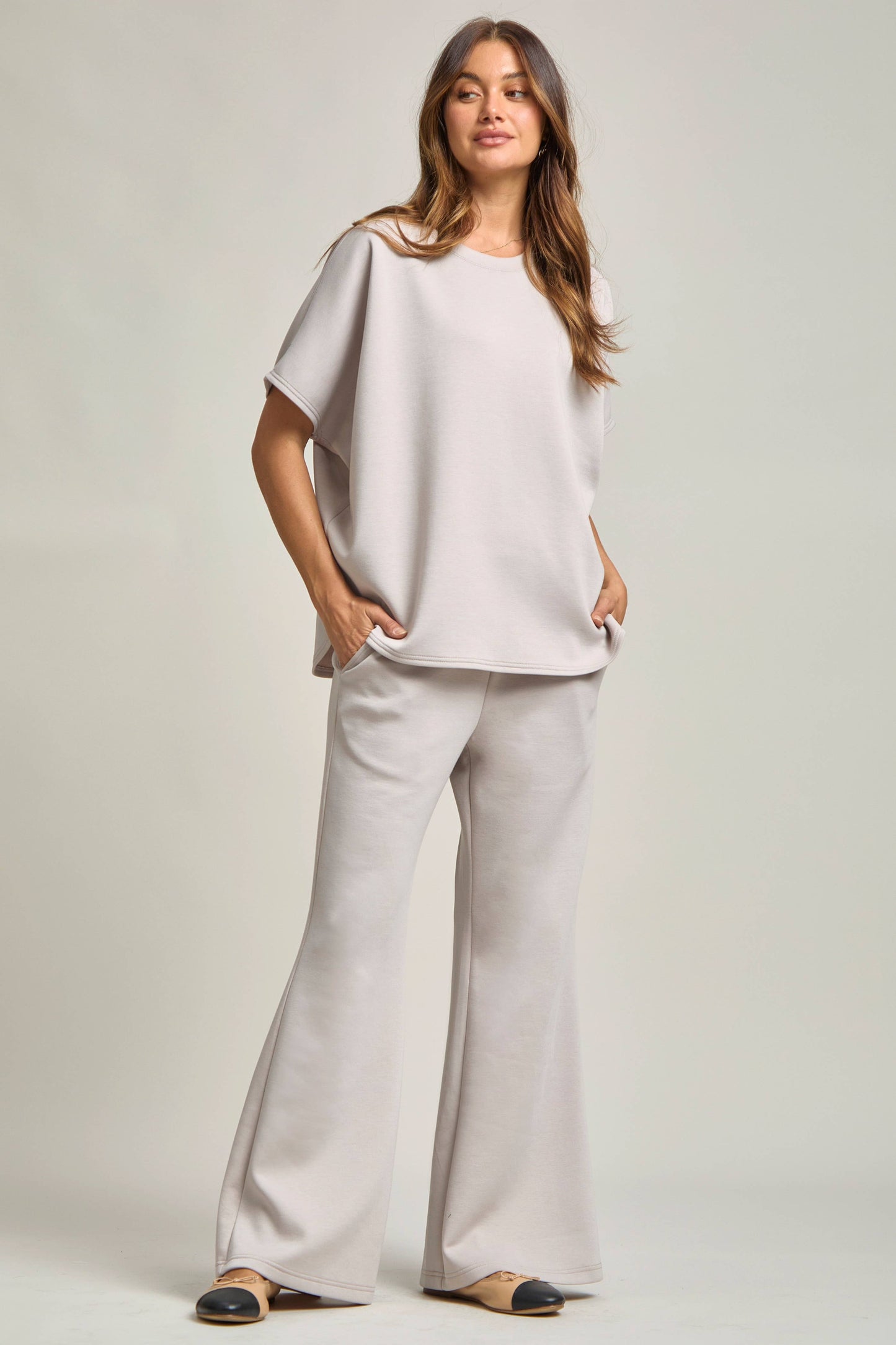 Poncho Top + Bell Bottom Modal Set: Navy / S