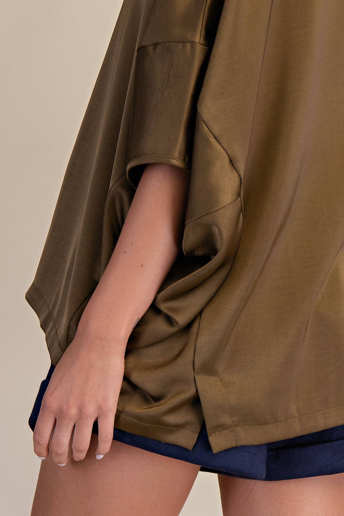 Dropped Shoulder Top: Navy / S