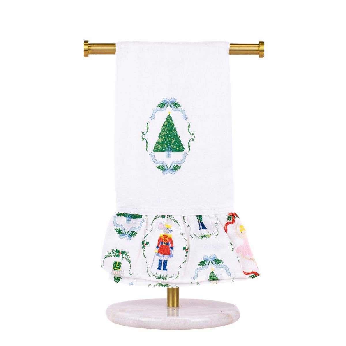Waltz Tree Ruffle Hand Towel   White/Multi   20x28