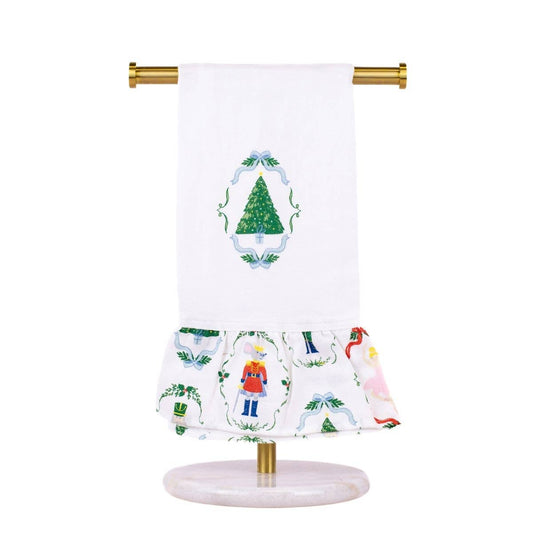 Waltz Tree Ruffle Hand Towel   White/Multi   20x28