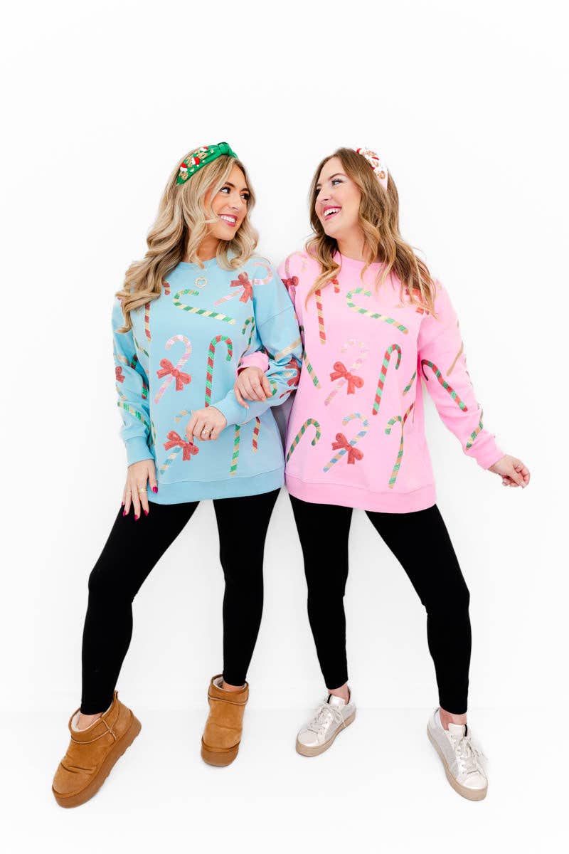Merry Mint Sparkle Sweatshirt: Baby Blue / L/XL