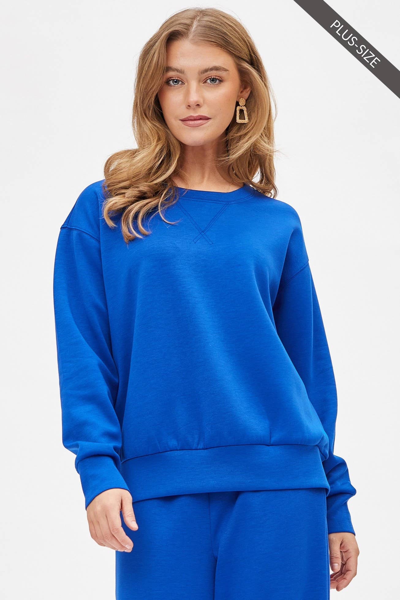 PLUS SIZE Crew Neck Pullover + Jogger Set TRVSET-MALIBUP: LILAC / 2X