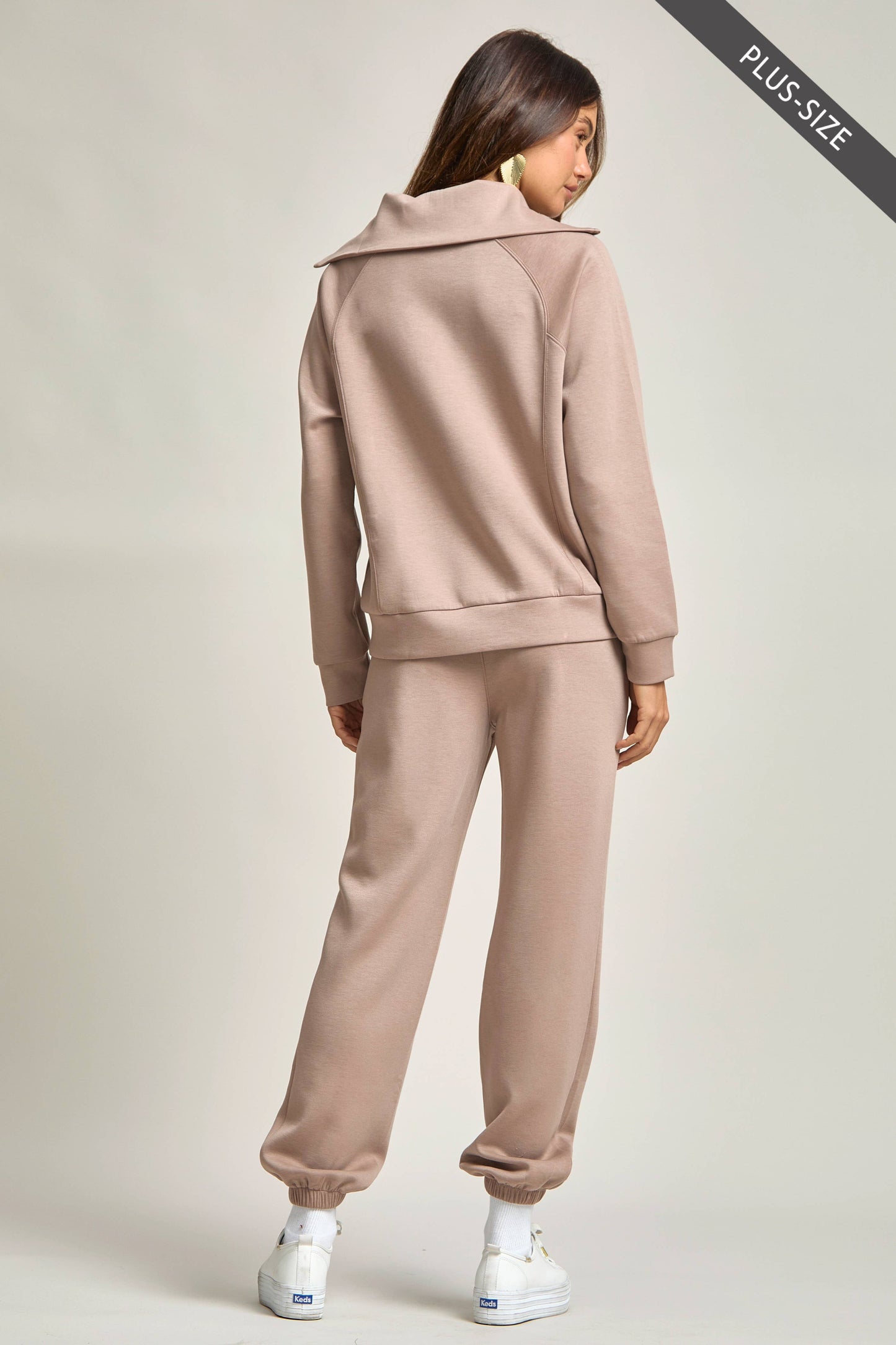 PLUS SIZE Quarter Zip Pullover + Jogger Modal Travel Set: Spring Mint / 2X