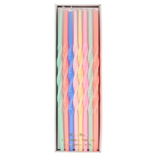 Mixed Twisted Long Candles (Set of 16)